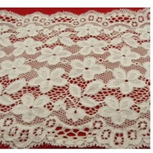 DENTELLE DE CALAIS STRETCH surbrodée blanche 16 cm