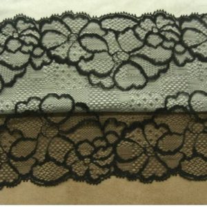DENTELLE DE CALAIS stretch noire finement dentellée sur les deux bordures 17 cm