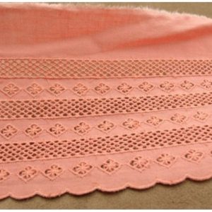 broderie coton rose / saumon 14 cm hauteur de broderie /8 cm