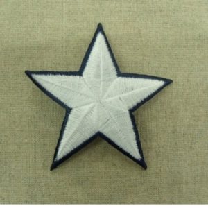 écusson thermocollant étoile blanc et bleu largeur 7cm sur hauteur 6cm