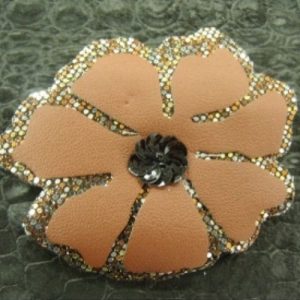 écusson à coudre rosace marron pailleté taille: largeur 7cm sur hauteur 6cm