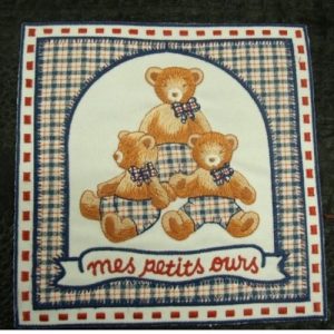 écusson thermocollant motif: mes petits ours largeur 15,5cm sur hauteur 16cm