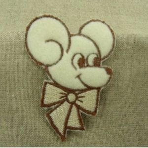 écusson thermocollant motif: SOURIS blanc et marron largeur 4 cm / hauteur 6cm