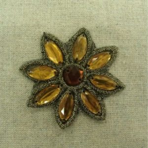 écusson rosace thermocollant motif strass orange 5 cm