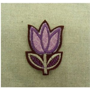écusson thermocollant tulipe parme largeur 3,5cm sur hauteur 5cm