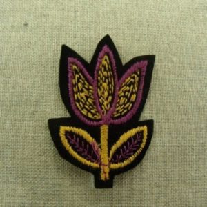 écusson thermocollant tulipe or et rose largeur 3,5 cm sur hauteur 5cm