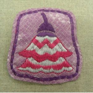 écusson thermocollant boule de neige rose et violet largeur 6,5cm sur hauteur 6,5cm