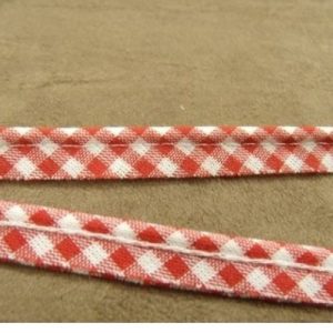 RUBAN / BIAIS PASSEPOIL VICHY COTON ROUGE & BLANC 10 mm