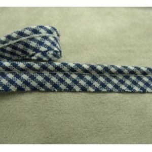 RUBAN / BIAIS PASSEPOIL VICHY COTON BLEU ET BLANC 10 mm