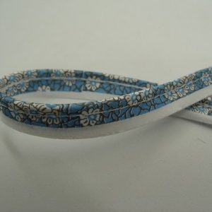 ruban passepoil imprimé satin bleu 10 mm