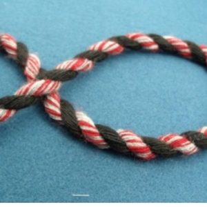 cordon tressé coton bordeaux et noir 10 mm