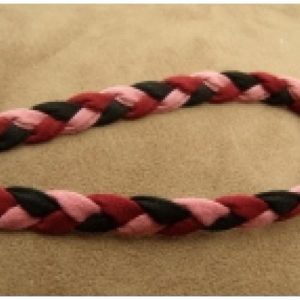 cordon tressé lainage noir et bordeaux 10 mm