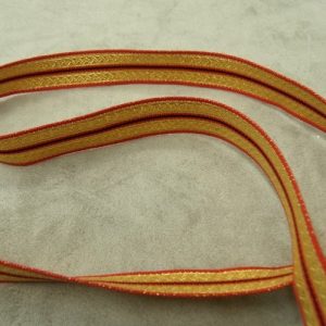 RUBAN MILITAIRE ROUGE ET OR LUREX 18 mm