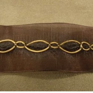 Ruban Organza Surpiqué Velours Marron 25 mm