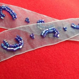 Ruban Organza Perlé Bleu 20 mm
