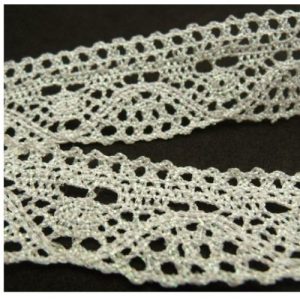 Ruban Brodé Blanc Cassé Avec Lurex 50mm
