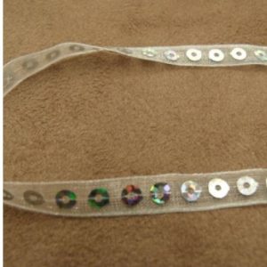 Ruban Pailleté Scintillante Blanc Sur Organza 7 mm