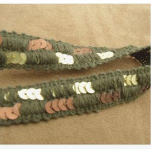 Ruban Paillette Lainage Vert Marron & Or 20 mm