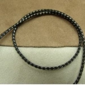 RUBAN QUEUE DE RAT NOIR INCRUSTE ARGENT 2.5 mm