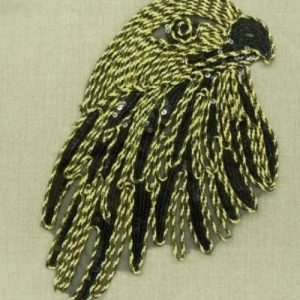 AIGLE noir et or application tissée, hauteur 33 cm sur largeur de 19cm