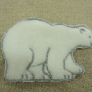 écusson à coudre- motif :OURS EN PELUCHE blanc et bleu, largeur 10 cm / longueur 6 cm
