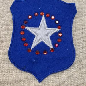 ECUSSON MILITAIRE A COUDRE BLEU JEAN largeur 7cm / hauteur 9 cm