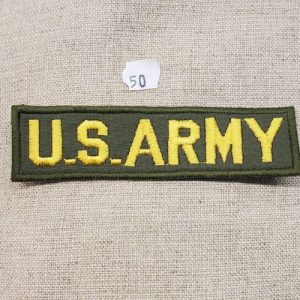 écusson militaire thermocollant vert et jaune motif us army ,largeur 11cm sur hauteur 3cm