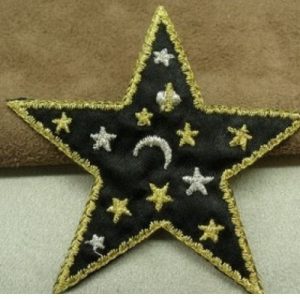 écusson motif ETOILE- OR & NOIR ,7 cm