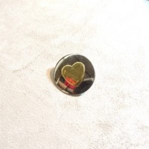 BOUTON A QUEUE COEUR OR & ARGENT 27 mm