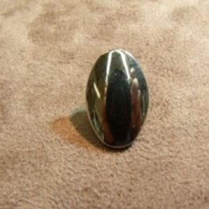 BOUTON OVALE A QUEUE BASE ACRYLIQUE DESSUS METAL LEGER ARGENT,hauteur: 20mm /LARGEUR:12mm