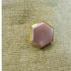 Bouton hexagonal acrylique parme et or, garni métal, qualité supérieure, 14, 20, 25 mm