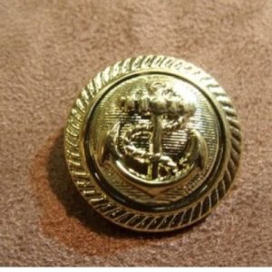 BOUTONS MILITAIRES ACRYLIQUE A QUEUE OR ANCRE MARINE,27 mm