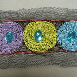 COLS PERLES-Applique rectangulaire à coudre perles et cabochons