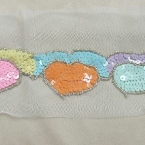 Applique à coudre paillettes et perles ruban 1.50 m