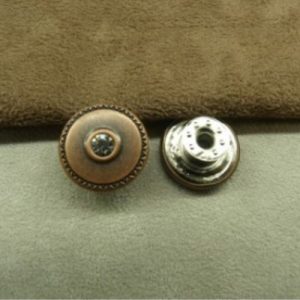 BOUTON JEAN 'S cuivre strass argenté, 17 mm,vendu par LOT de 2 pièces