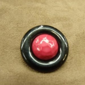 bouton acrylique bicolore composé fuschia et noir, 28 mm, de belle qualité