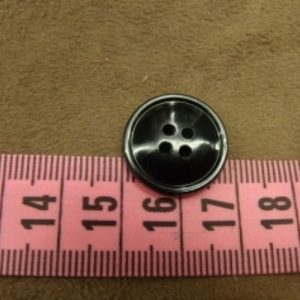 bouton acrylique noir bordure fine à 4 trous, 18 mm,de belle qualité