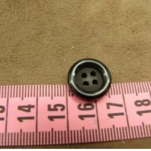 bouton acrylique noir à 4 trous, 15 mm, de belle qualité
