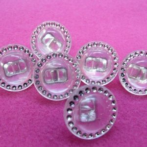 bouton transparent avec strass, 21 mm, vendu par 6