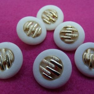 bouton acrylique blanc et or 18 mm, vendu par 6