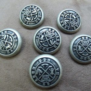 bouton métal argent 23 mm, vendu par 6