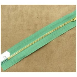 FERMETURE METALIQUE VERT /MAILLE N°3 OR,18 cm