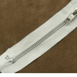 FERMETURE METALIQUE BLANCHE MAILLE N°5 ARGENT /12 cm