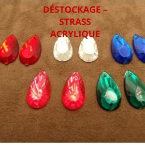 Déstockage Strass Goutte Acrylique 22x12 mm – Lots de 10, 20 ou 50 pièces
