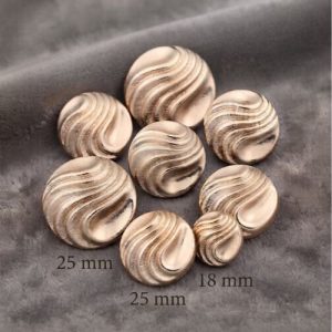 Lot de 6 boutons acryliques à queue dorés vagues – 18 mm ou 25 mm