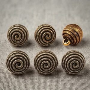 Bouton acrylique boule spirale mordoré à queue – 14 mm