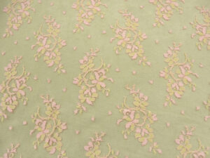 DENTELLE DE CALAIS-140cm- ROSE ET VERT