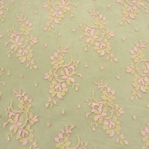 DENTELLE DE CALAIS-140cm- ROSE ET VERT