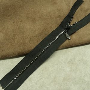 FERMETURE A STRASS- 15 cm- NOIR