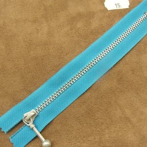 FERMETURE METALIQUE- 15 cm- BLEU TURQUOISE- A TIRETTE